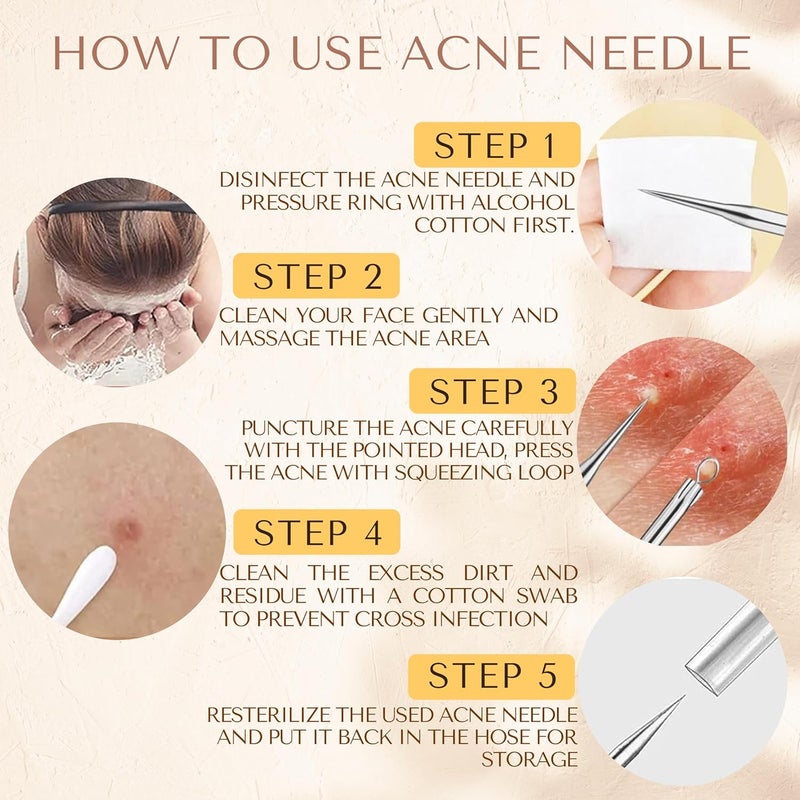 DERMATED 16 Pcs Blackhead Remover Tools Surgical Stainless Steel 410 | Pimple Popper Tool Kit | Stainless Steel Professional Pimple Extractor Tool Kit for Blackheads, Comdone, Acne, Zit, and Whiteheads - Image 2